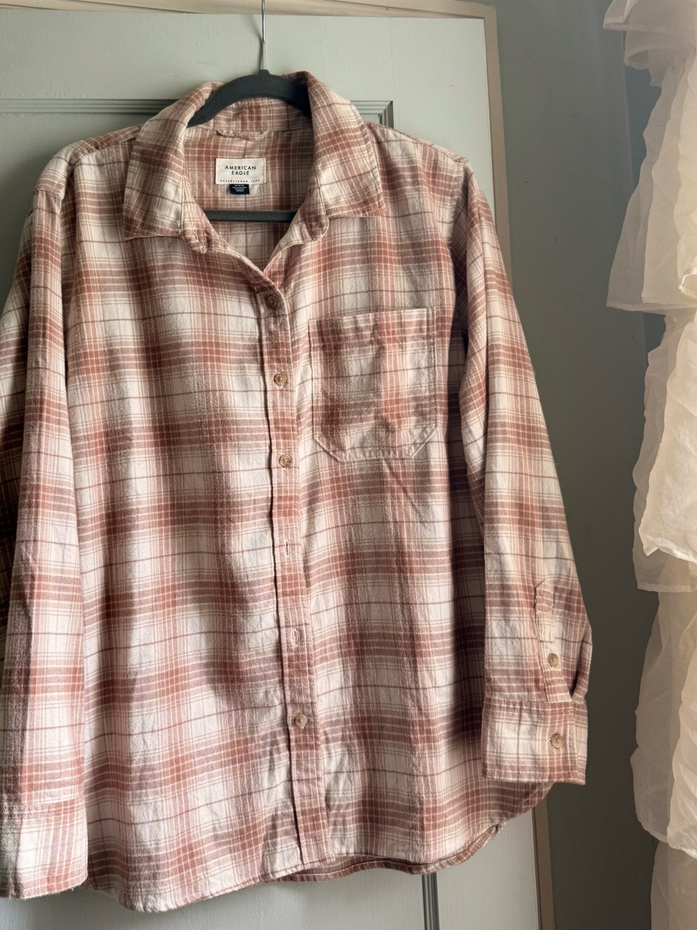 American Eagle Flannel Cream and Beige/Tan